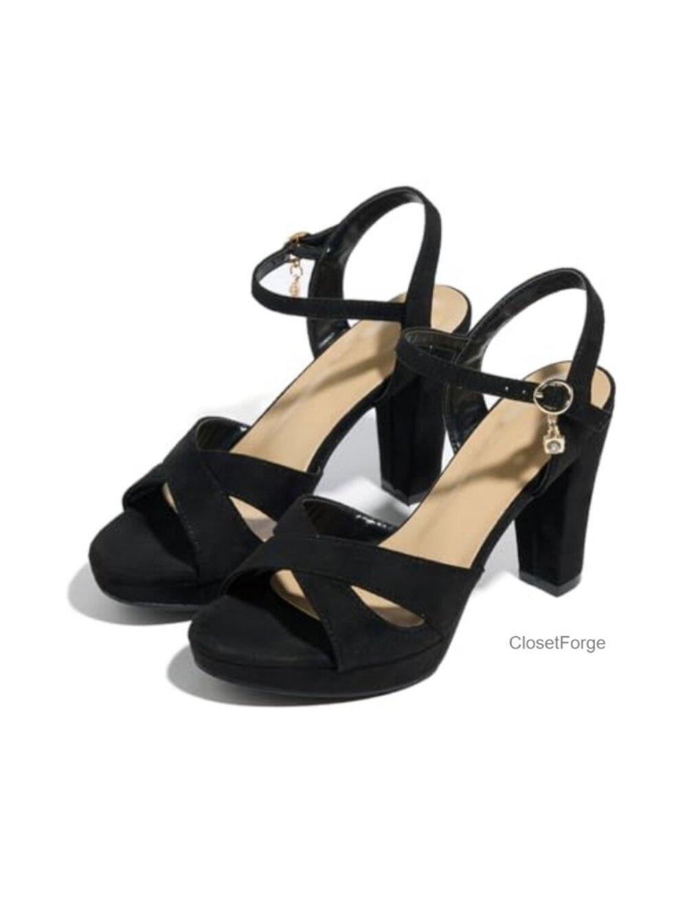 Women's Block Heeled Platform Sandals Faux Leather PU